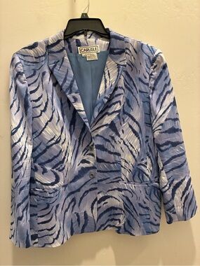 Carlisle Blue and Navy Abstract Pattern Blazer
